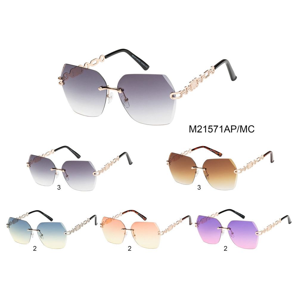 
                  
                    A stylish pair of geometric sunglasses designed for ladies, featuring a modern frame and trendy design. The sunglasses are part of a new collection and are highlighted as a fashionable accessory for the winter season.
                  
                