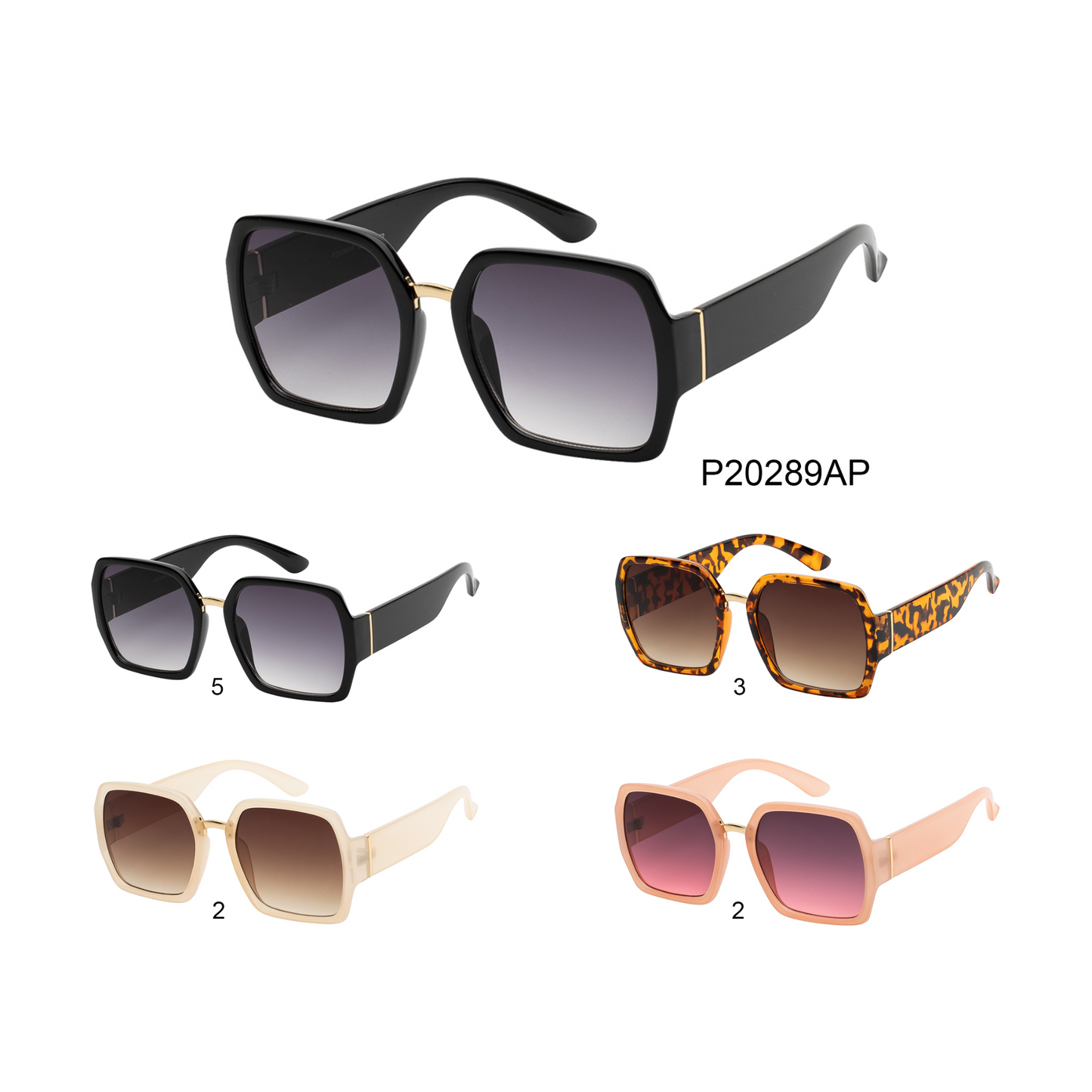 
                  
                    A pair of stylish square sunglasses designed for ladies, featuring a plastic frame. The sunglasses are part of APTCINC's collection, suitable for fashionable summer outings and events.
                  
                