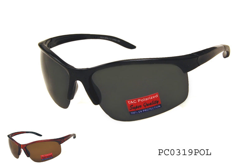 A pair of stylish polarized sunglasses from APTCINC, model PC0319POL/1.0. The design features a modern frame with dark lenses, suitable for outdoor use. The sunglasses are part of a collection highlighted for a promotional event.