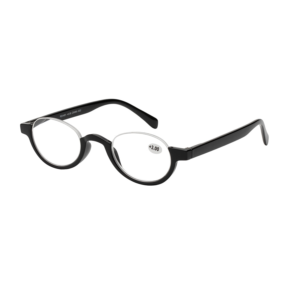 A pair of clear reader sunglasses with a stylish design, featuring lightweight plastic frames. The lenses are transparent, suitable for reading, and the overall look is modern and trendy.