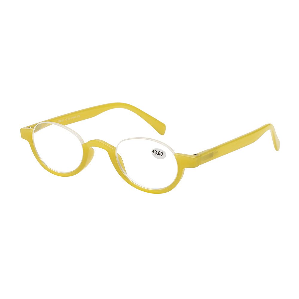 
                  
                    A pair of clear, rectangular reader sunglasses with a lightweight plastic frame. The lenses are transparent, designed for reading while providing sun protection. The product is labeled as "CLEAR READER | RE4481CL by APTCINC."
                  
                