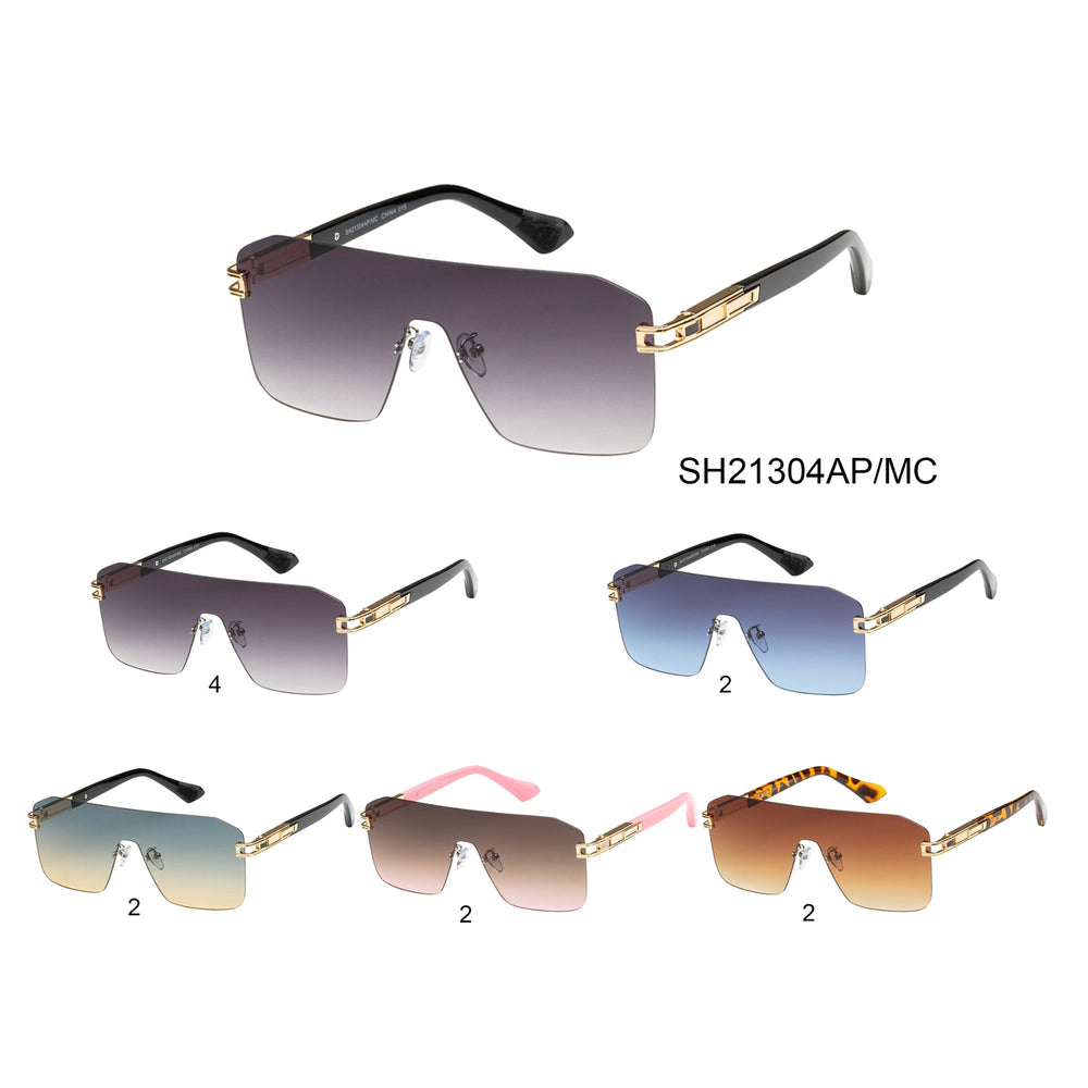 
                  
                    A pair of modern shield sunglasses designed for both men and women, featuring a sleek frame and dark lenses. The sunglasses are part of the APTCINC collection and are styled for fashion-forward looks.
                  
                