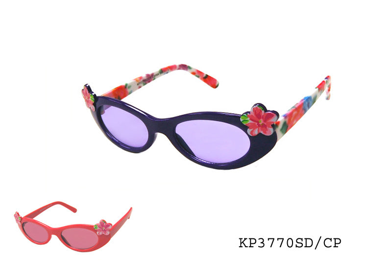 A pair of stylish sunglasses designed for girls, featuring a colorful frame and dark lenses. The design is trendy and suitable for kids, highlighting a playful aesthetic. The product is part of a special collection and is associated with a promotional discount event.