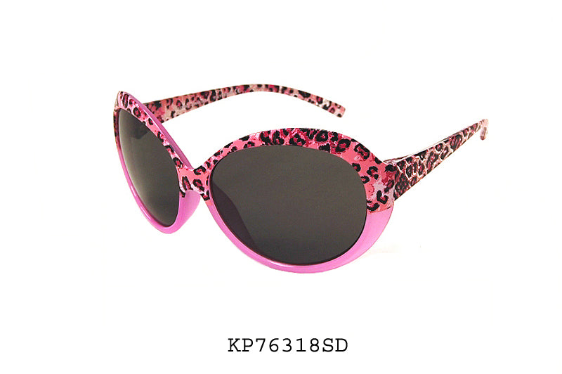 A pair of stylish sunglasses designed for girls, featuring a colorful frame and tinted lenses. The design is playful and suitable for kids, perfect for outdoor activities.