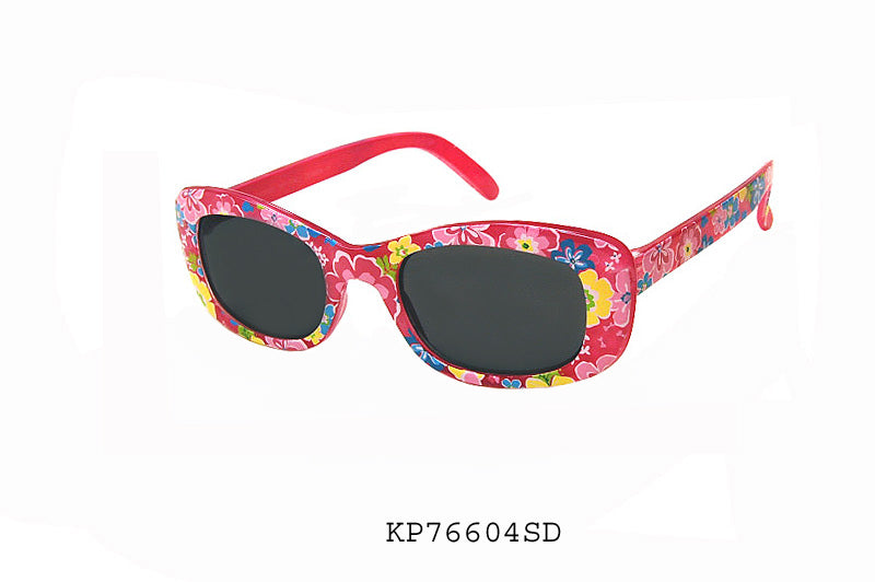 A pair of stylish sunglasses designed for girls, featuring a colorful frame and tinted lenses. The design is playful and suitable for children, making them perfect for sunny days.