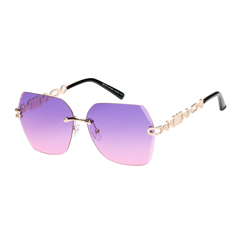 Stylish geometric sunglasses designed for ladies, featuring a modern frame in a trendy color. Ideal for fashion-forward individuals, these sunglasses are part of the new arrivals collection and showcase a unique design, making them a standout accessory for various outfits.