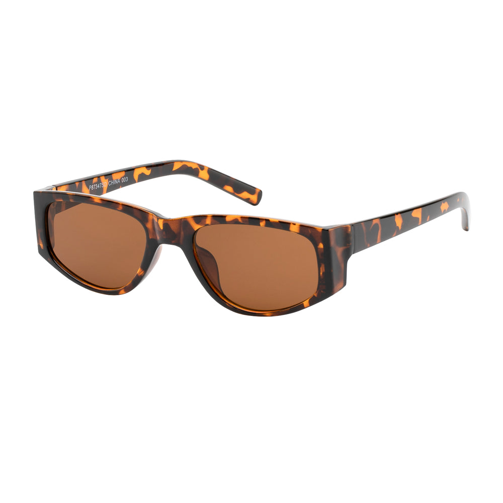 A pair of stylish sunglasses featuring a black plastic frame with color lenses. The design is vintage-inspired, suitable for both ladies and men's fashion. The sunglasses are part of a fashion basic collection and are tagged for a promotional event. The lenses may include shades of pink and tortoiseshell patterns.