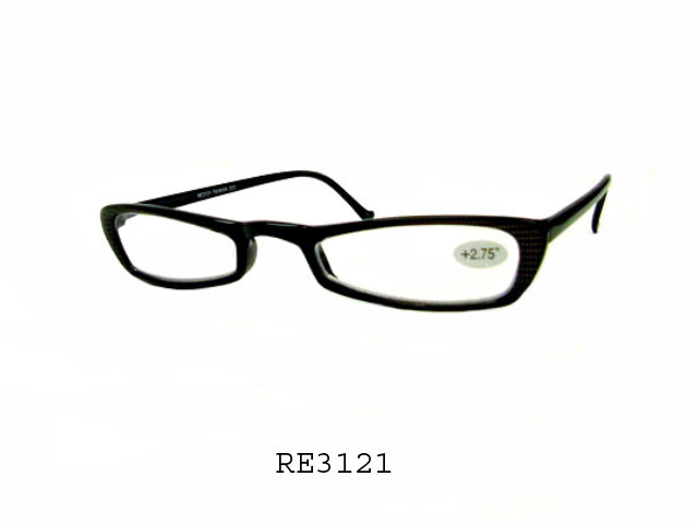 A pair of stylish clear reader sunglasses with a modern design, featuring translucent frames and dark lenses. The product is labeled as RE3121 by APTCINC, designed for reading with a fashionable twist.