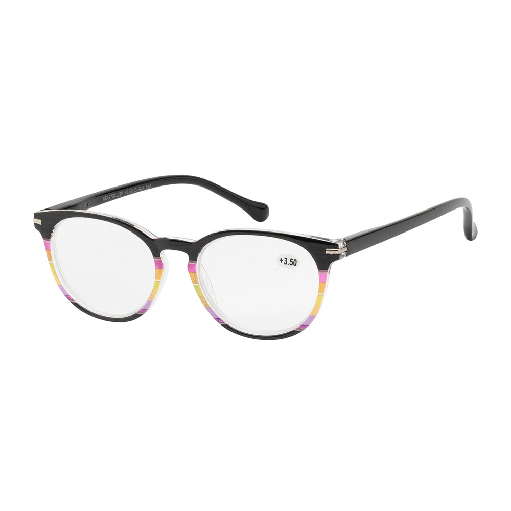 A pair of stylish clear reader sunglasses featuring a lightweight plastic frame. The lenses are clear, designed for reading, and the overall design is modern and sleek, suitable for casual or outdoor wear.