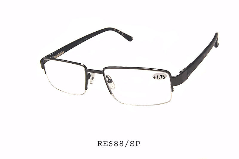 A pair of stylish clear reader sunglasses with a metal frame, designed for reading. The lenses are transparent, and the design combines functionality with a modern aesthetic.